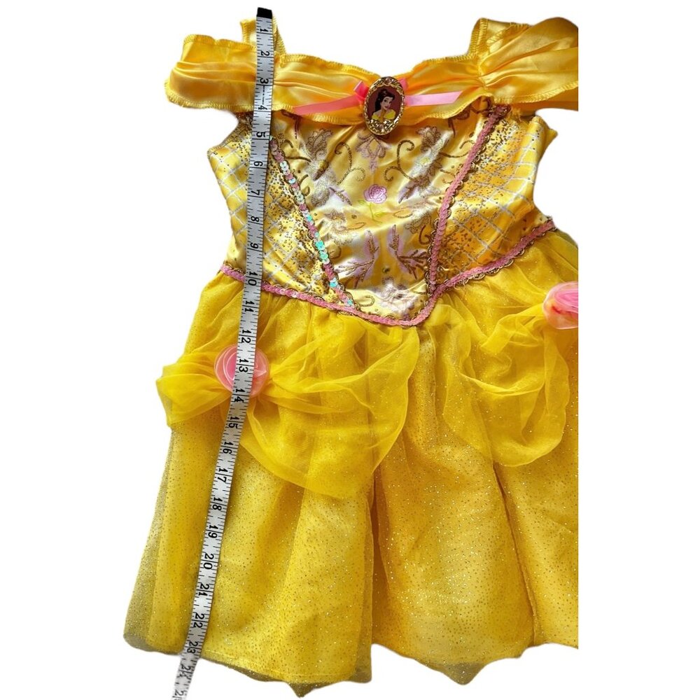 Disney Princess Belle Dress Size 7 Girls Yellow Costume Outfit Pretend Play - Picture 11 of 13